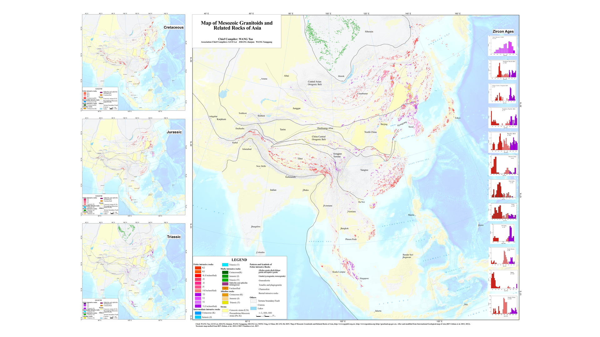 Map of Mesozoic granitoids and related rocks of Asia_2019Oct